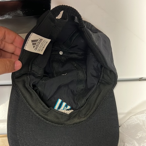 Adidas cap black, with white lettering and aqua blue stripe - Picture 2 of 3